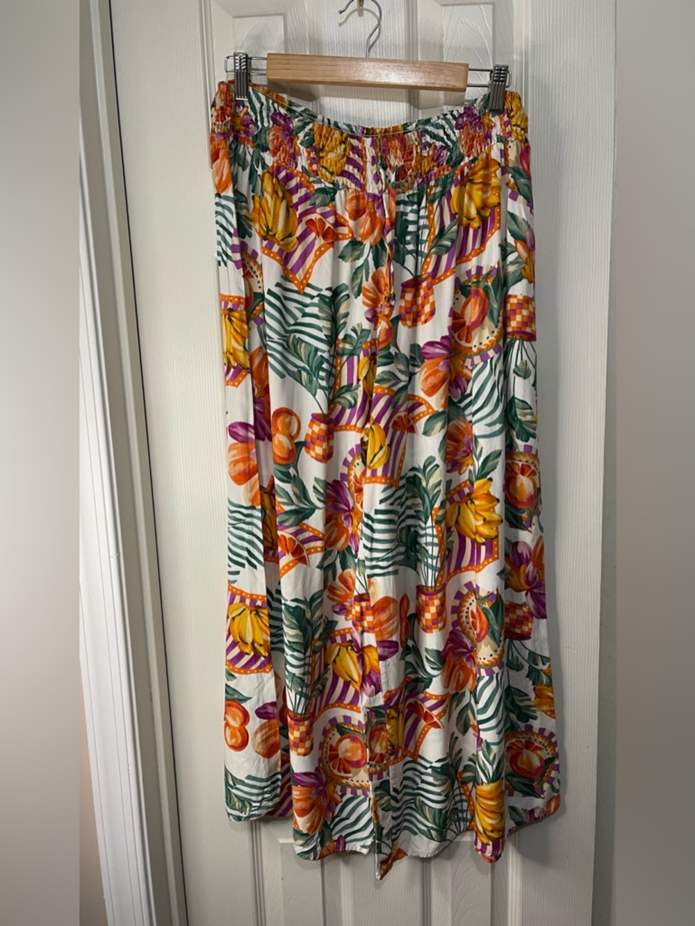 Anthropologie Label of Love Wide Leg Tropical Print Resort Pants size XL